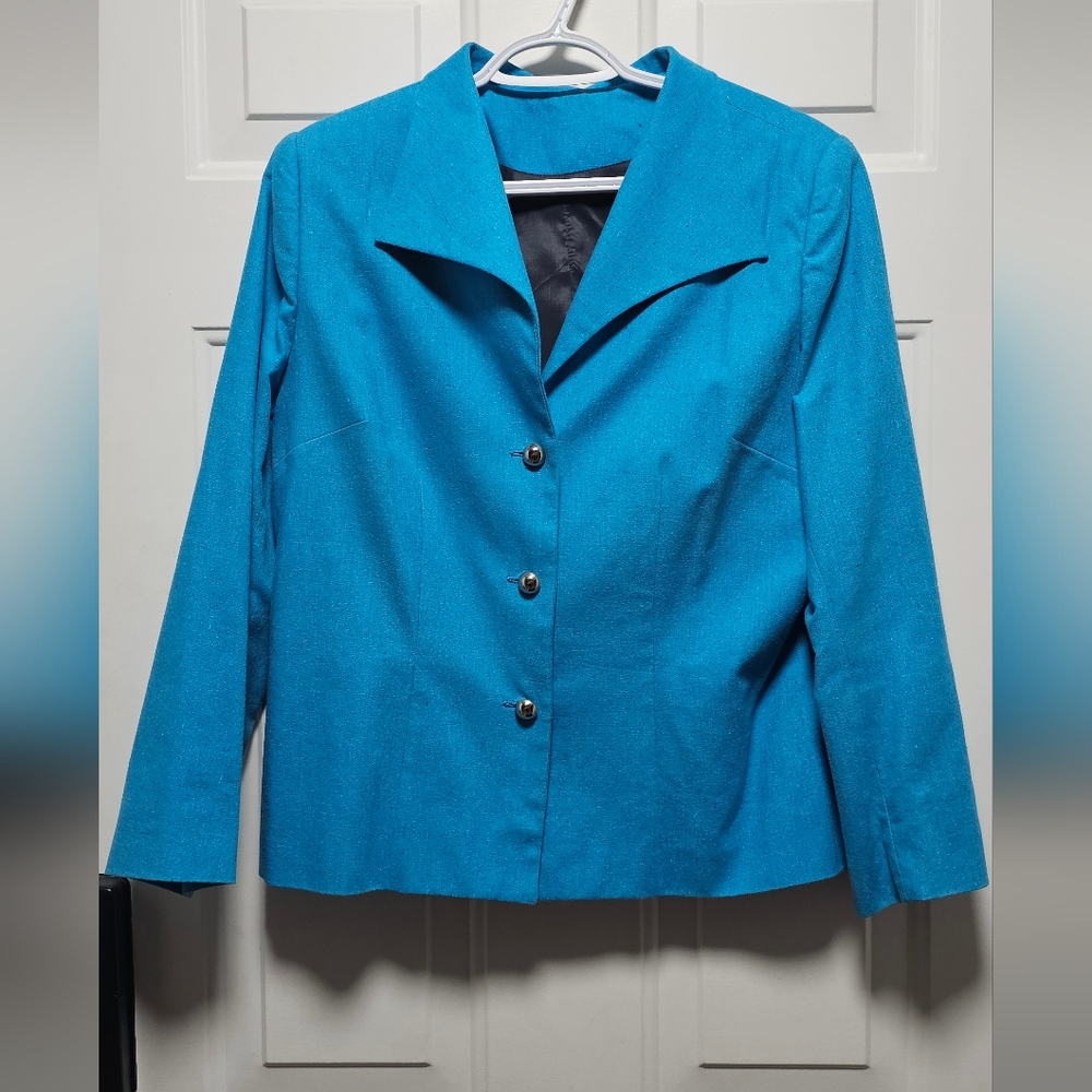 (46) Vintage vibrant Blue Lightweight Shirt Jacket with Classic Collar